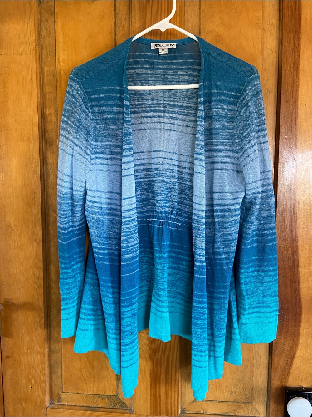 Pendleton Blue Ombre Open Front Cardigan